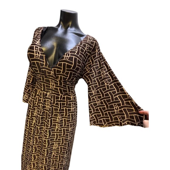 NWT Vertigo Paris Brown Tan Geometric Print Dress XL - Picture 5 of 8